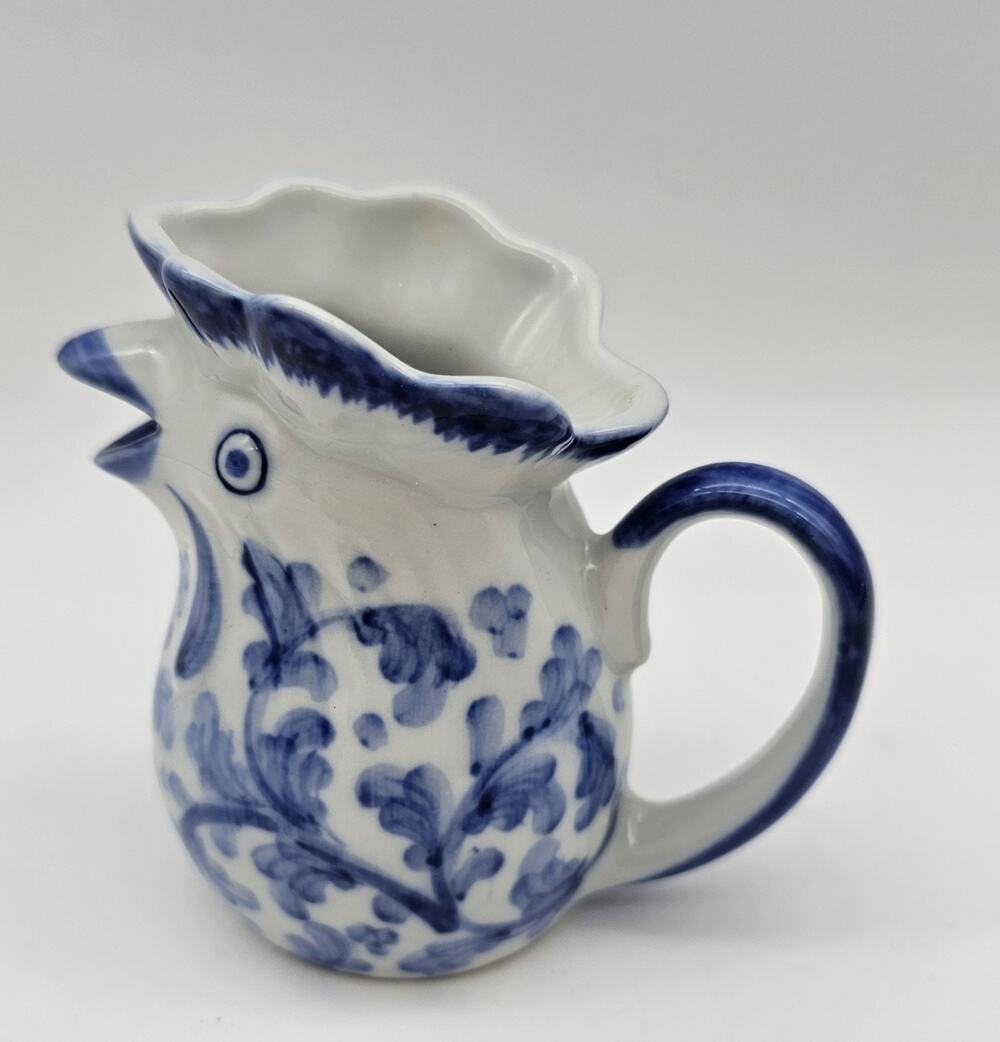 Vintage Andrea by Sadek Rooster Mini Creamer Pitcher Blue